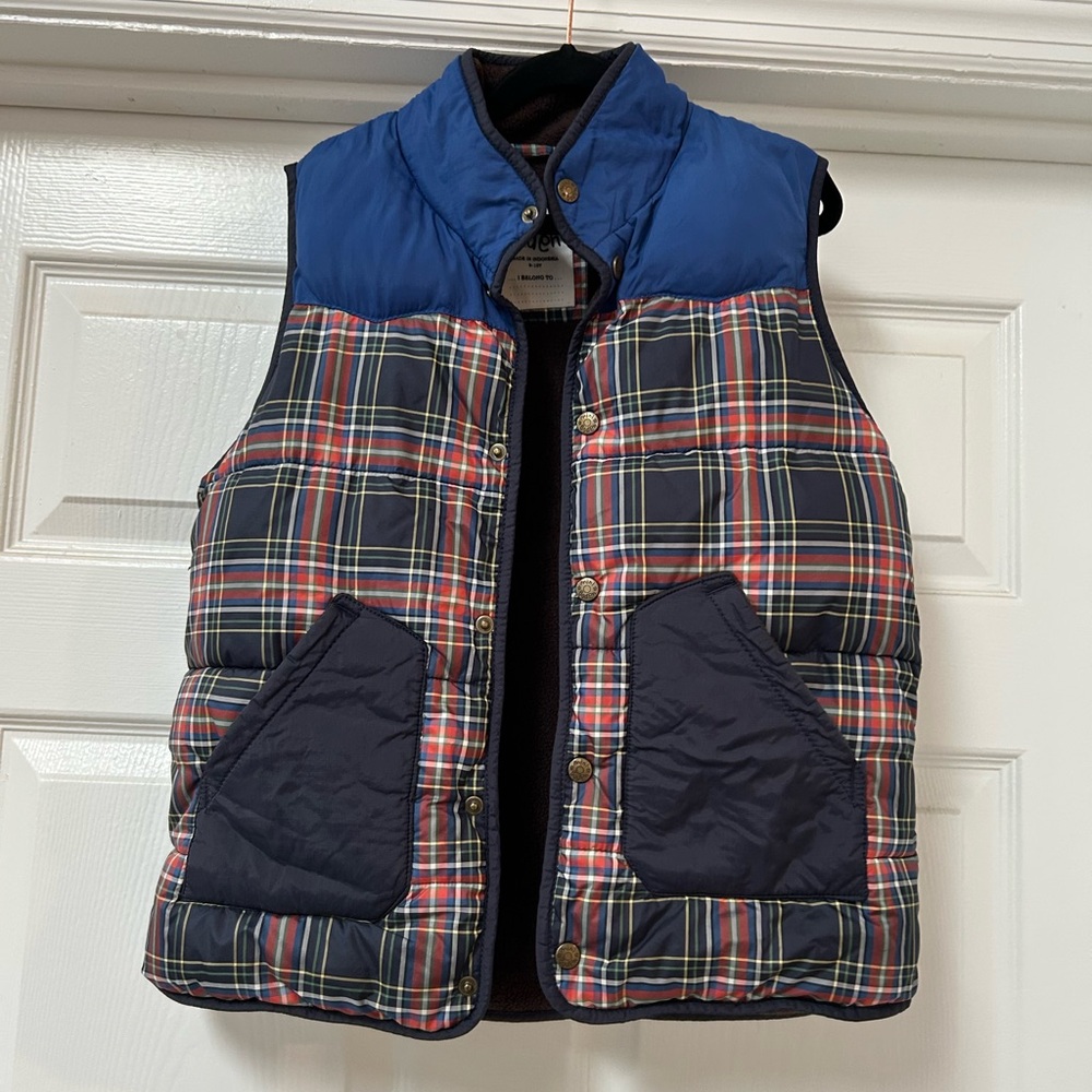 Mini Boden Boy’s Size 9-10 Plaid Puffer Vest